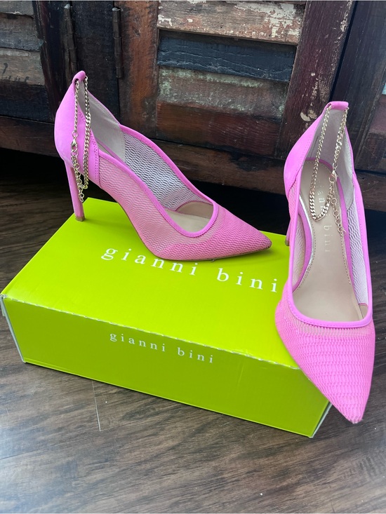Gianni Bini Shoes - Gianni Bini Hot Pink Pointed-Toe Stiletto Pumps with Chain Ankle Strap